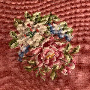 Vintage Floral Rose Handmade Tapestry Finished Needlepoint Pillow Chair Cover